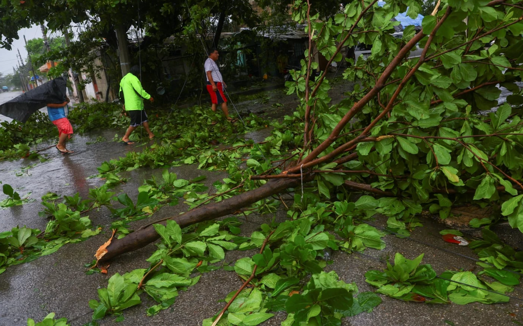Recorren Tulum, Quintana Roo, tras el impacto del Huracán Beryl